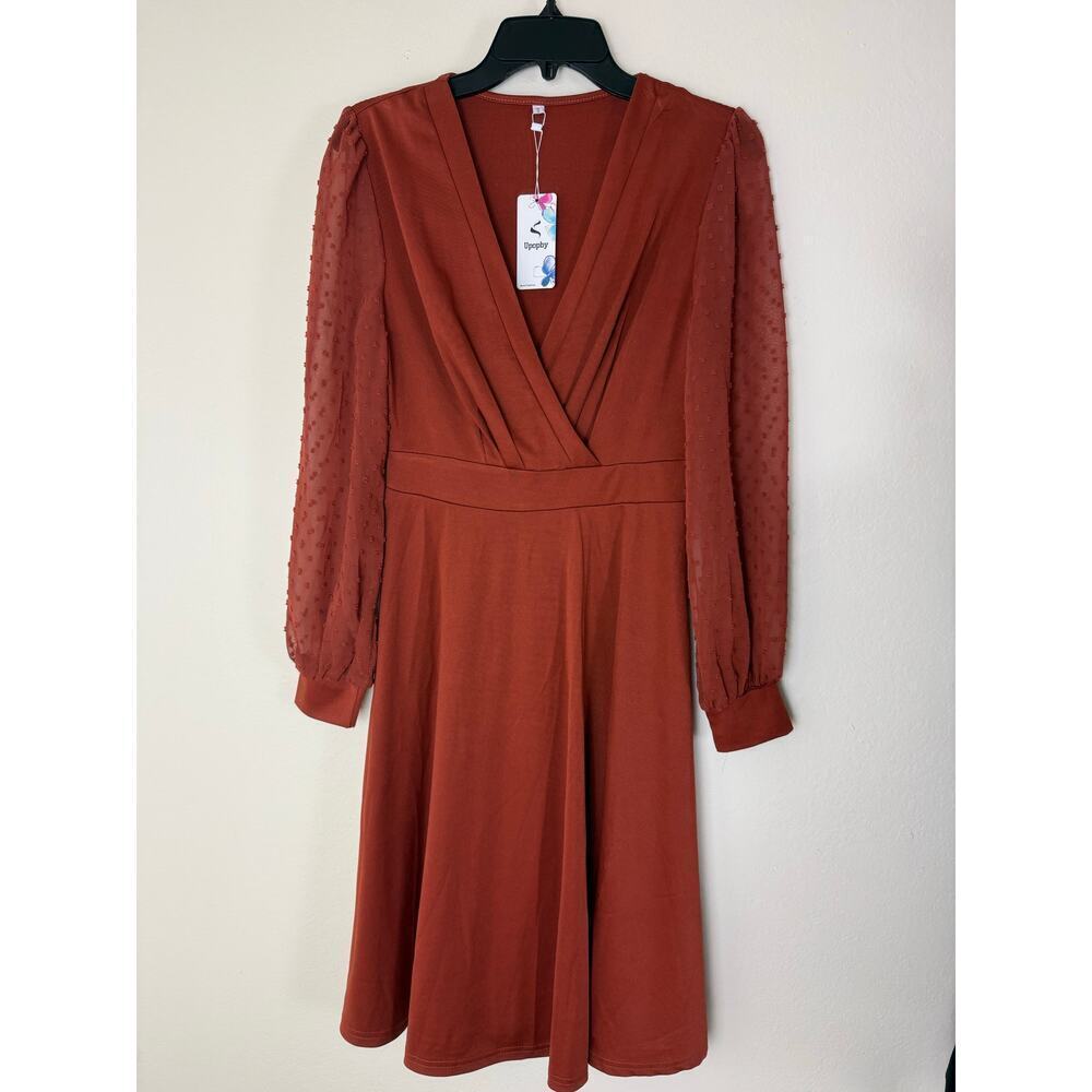 Women's Fall Long Sleeve V-Neck Slim Dress - Size S - Picture 2 of 9